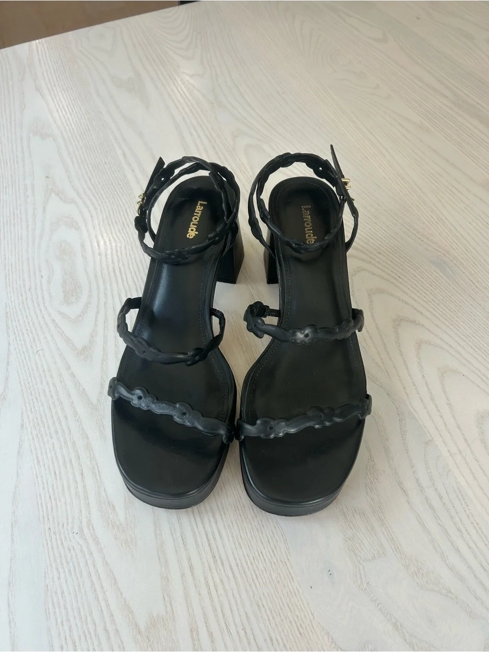 Larroudé Margherita block heel sandals in black